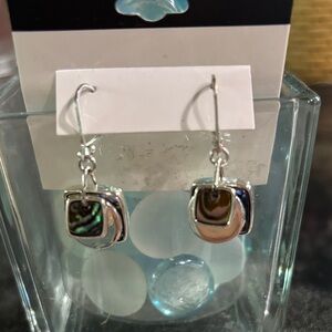 Silver and Abalone Drop Earrings
